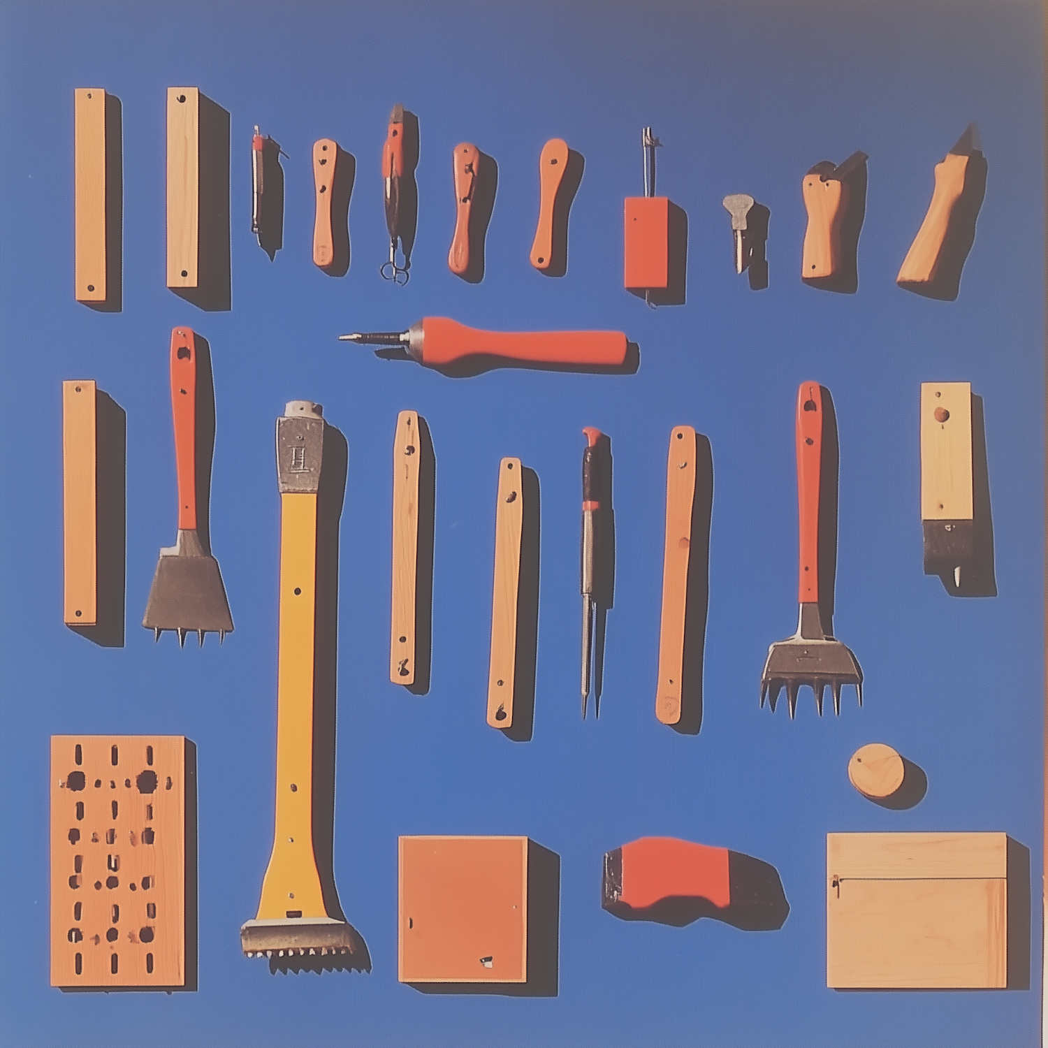 Craftsmanship Tools on Blue Background