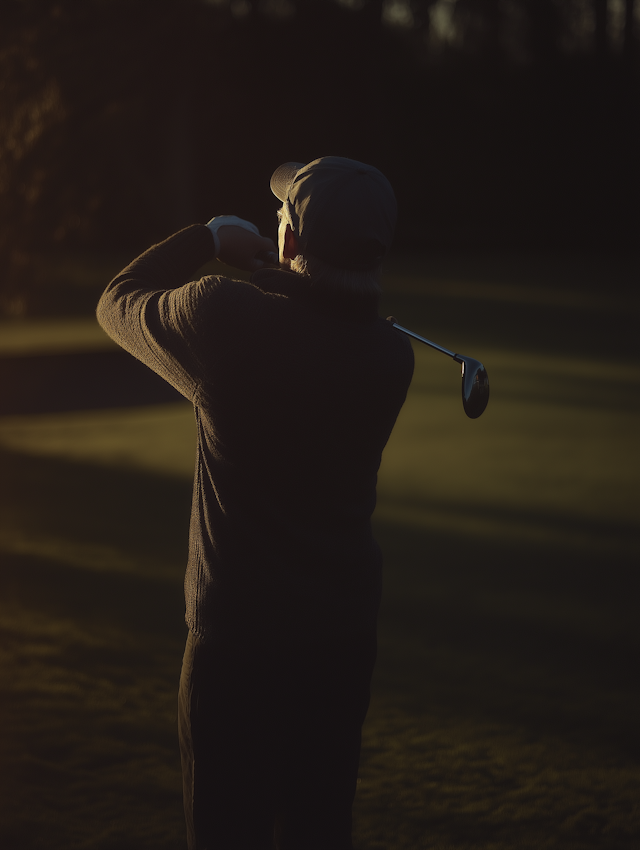 Silhouetted Golfer in Action