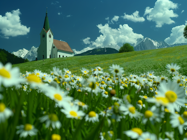 Quaint Church in Pastoral Landscape