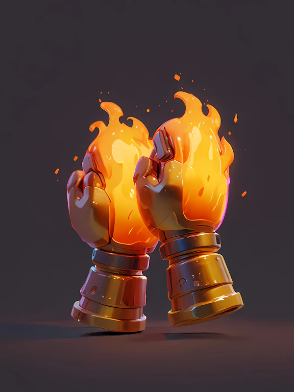 Fiery Metallic Gauntlets