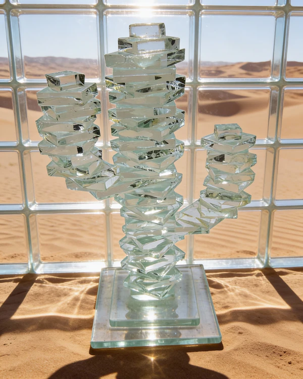 Glass Cactus Sculpture