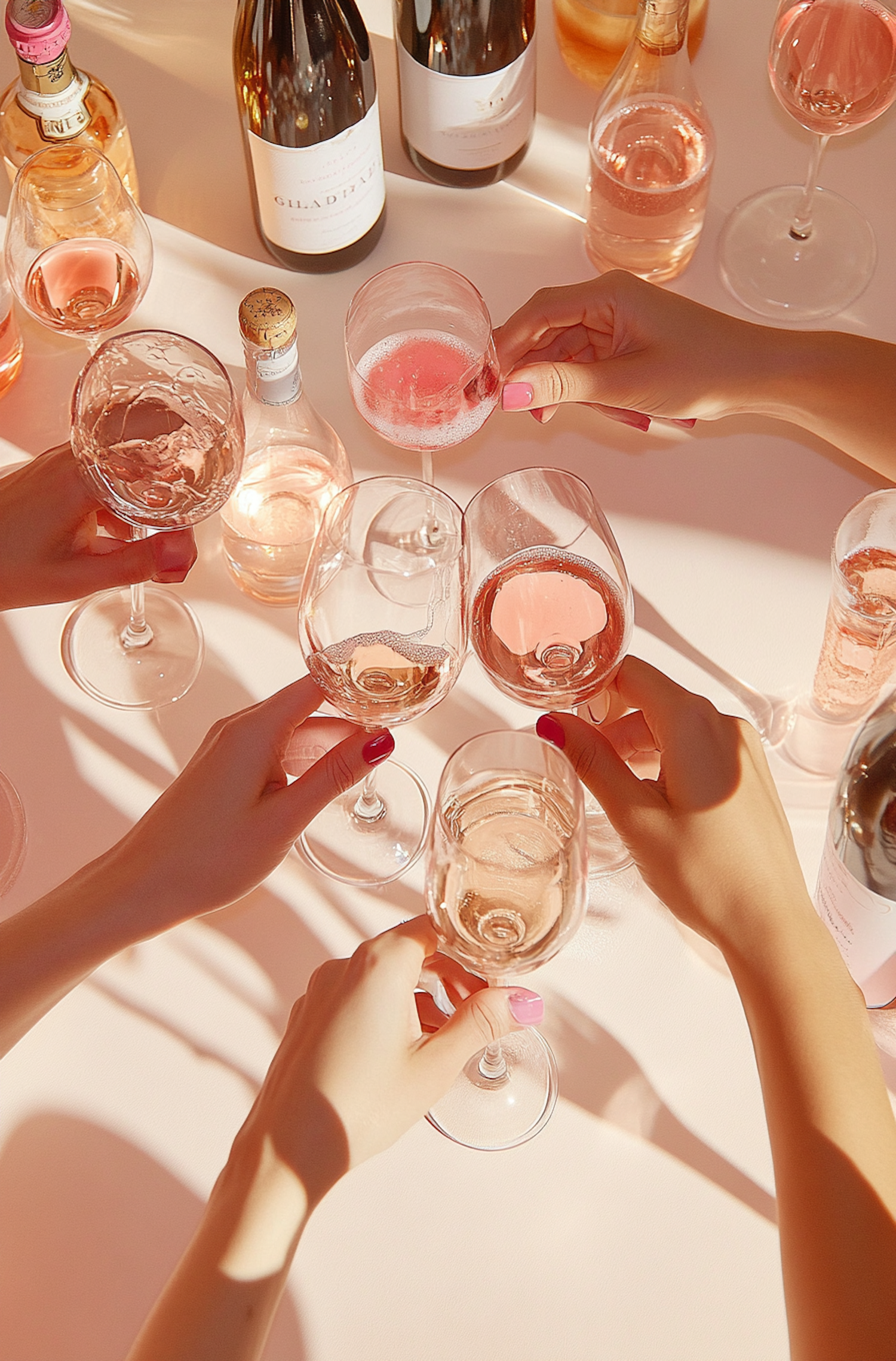 Celebratory Toast with Rosé Wine