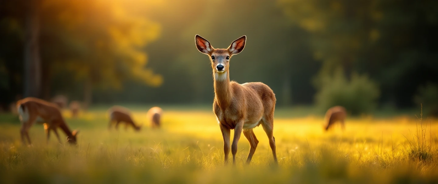 Deer in Sunlit Meadow