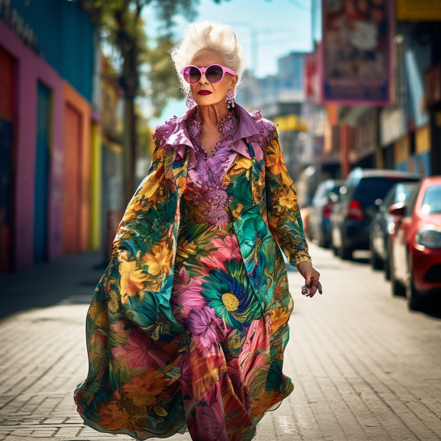 Vivacious Matriarch in Floral Majesty