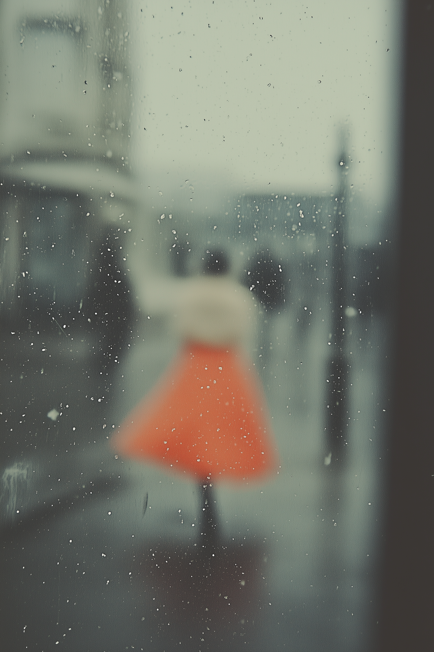 Rainy Window with Orange Skirt