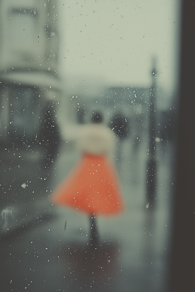 Rainy Window with Orange Skirt