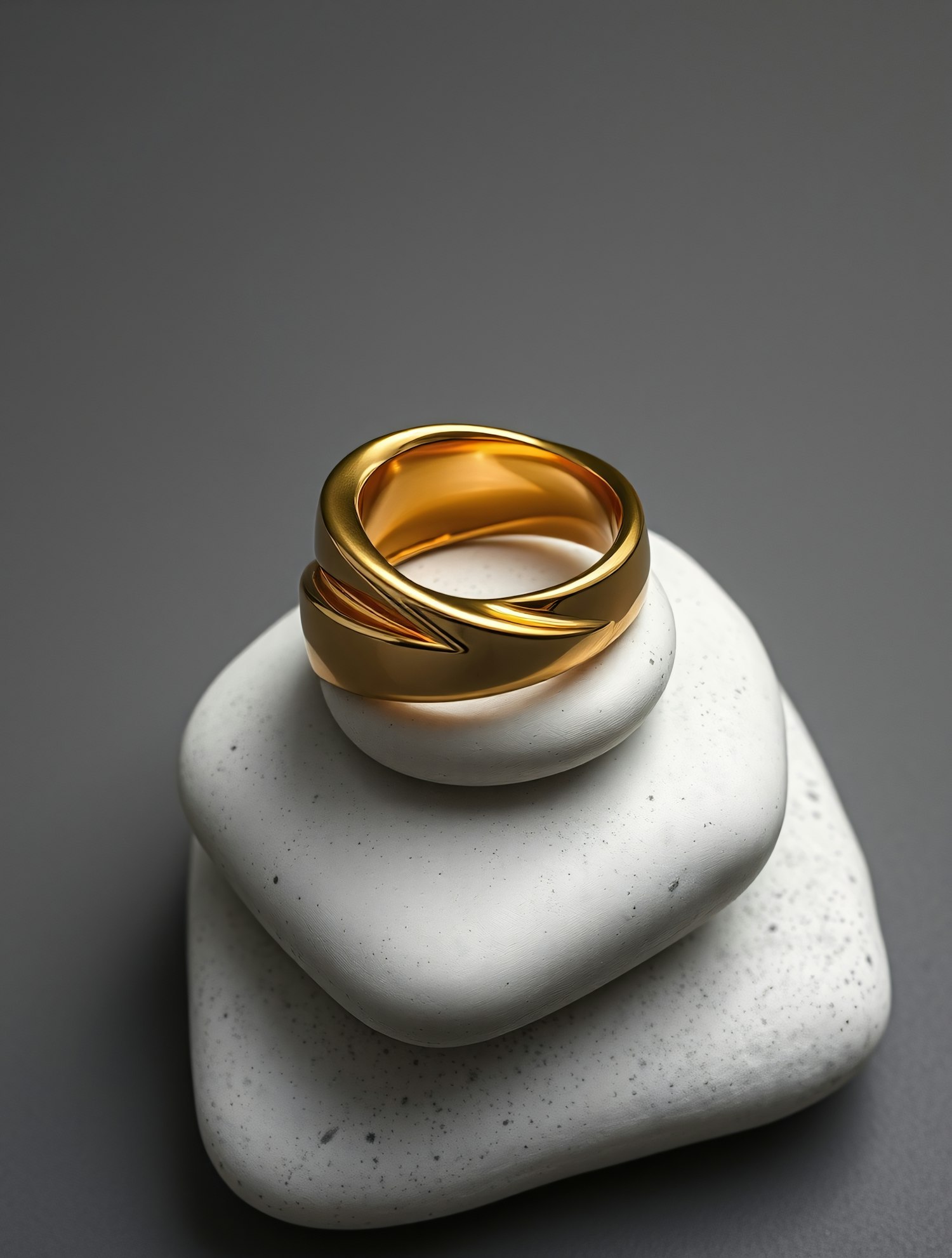 Gold Ring on White Stones