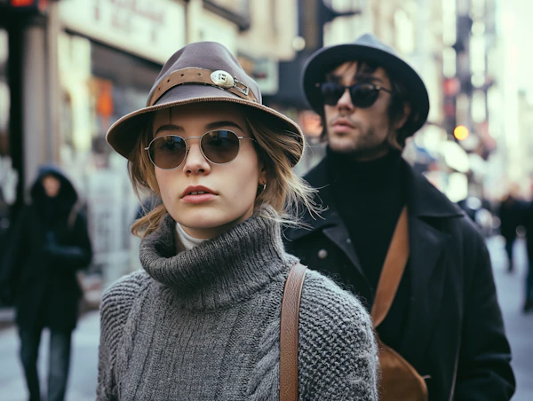 Urban Chic Companions in Candid Stride