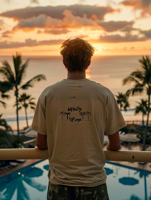 Young Man Enjoying Sunset Over Sea