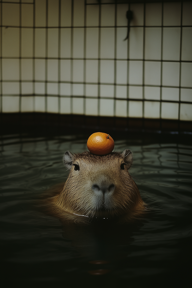 Capybara with Orange Hat