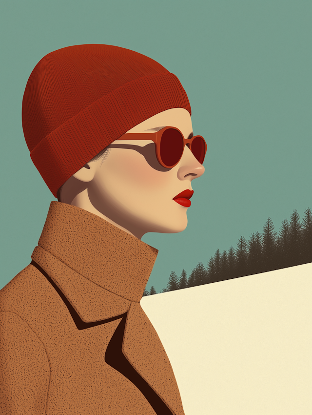 Stylized Profile with Red Beanie