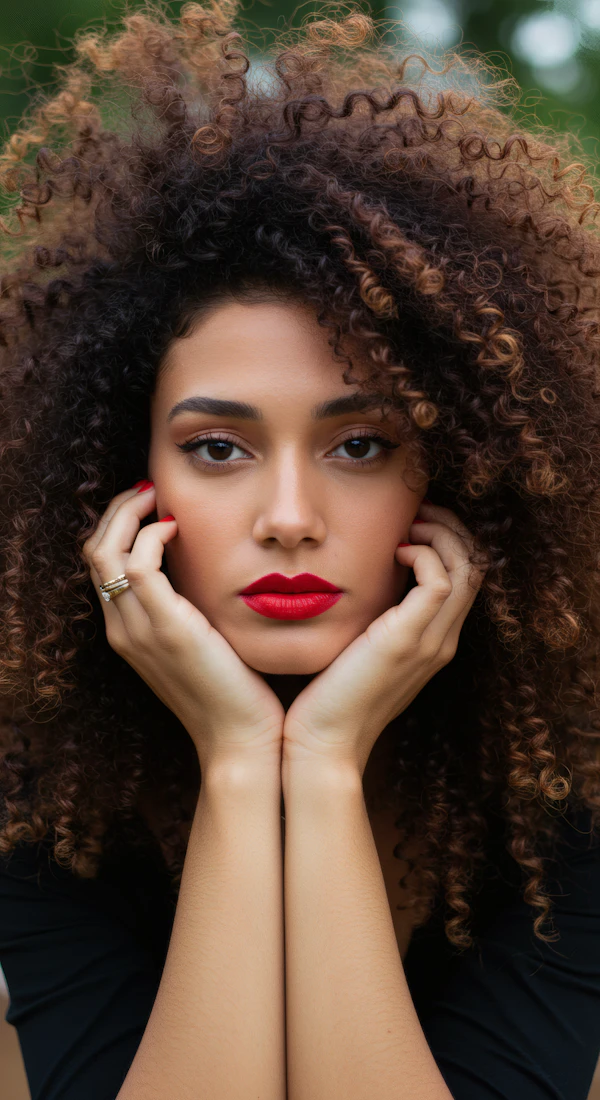 Portrait of a Woman with Curly Hair