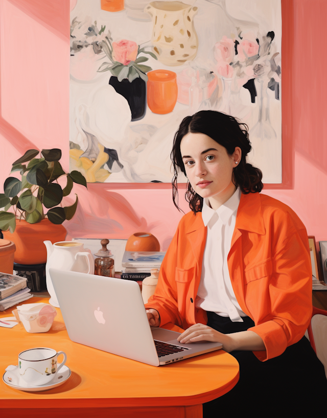 Serene Woman in Orange Blazer