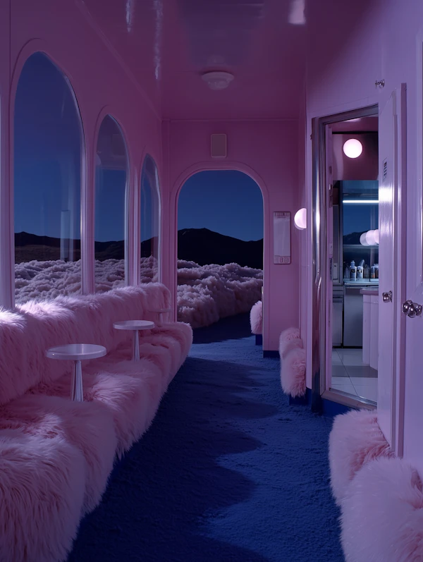 Surreal Interior with Pink and Blue Palette