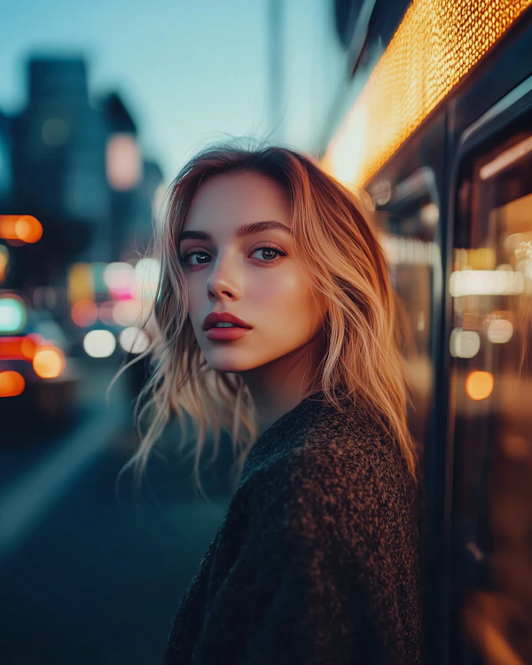 Contemplative Woman in Urban Setting