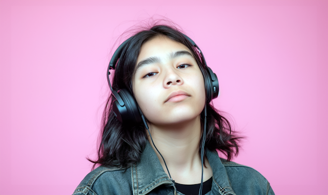 Pensive Individual with Headphones