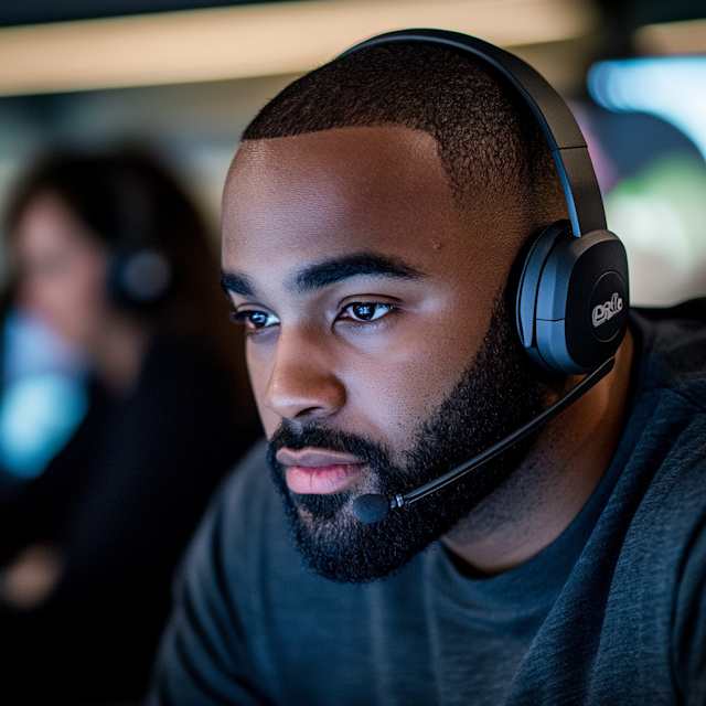 Close-up of Young Man with Headset