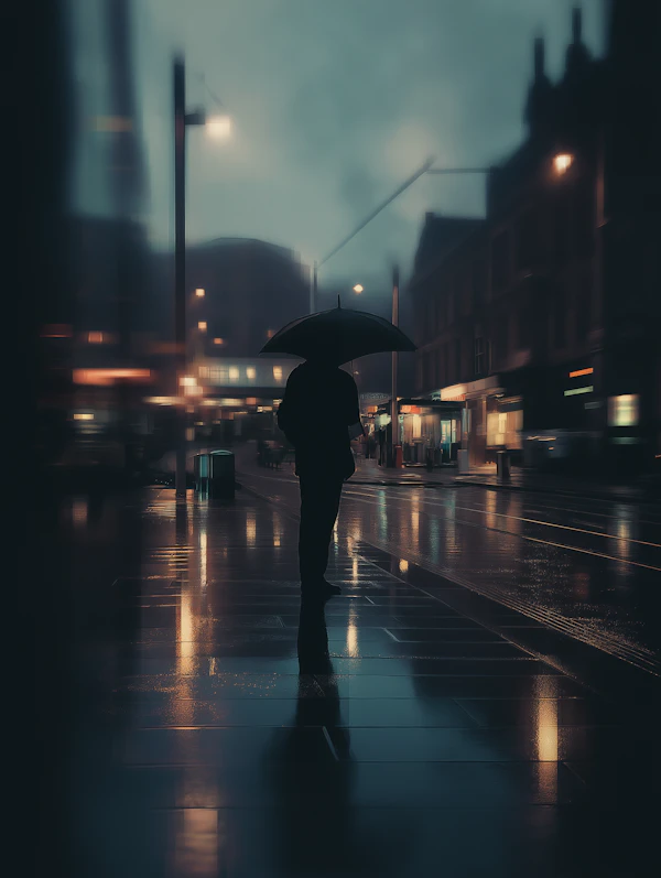 Moody Night Street Scene