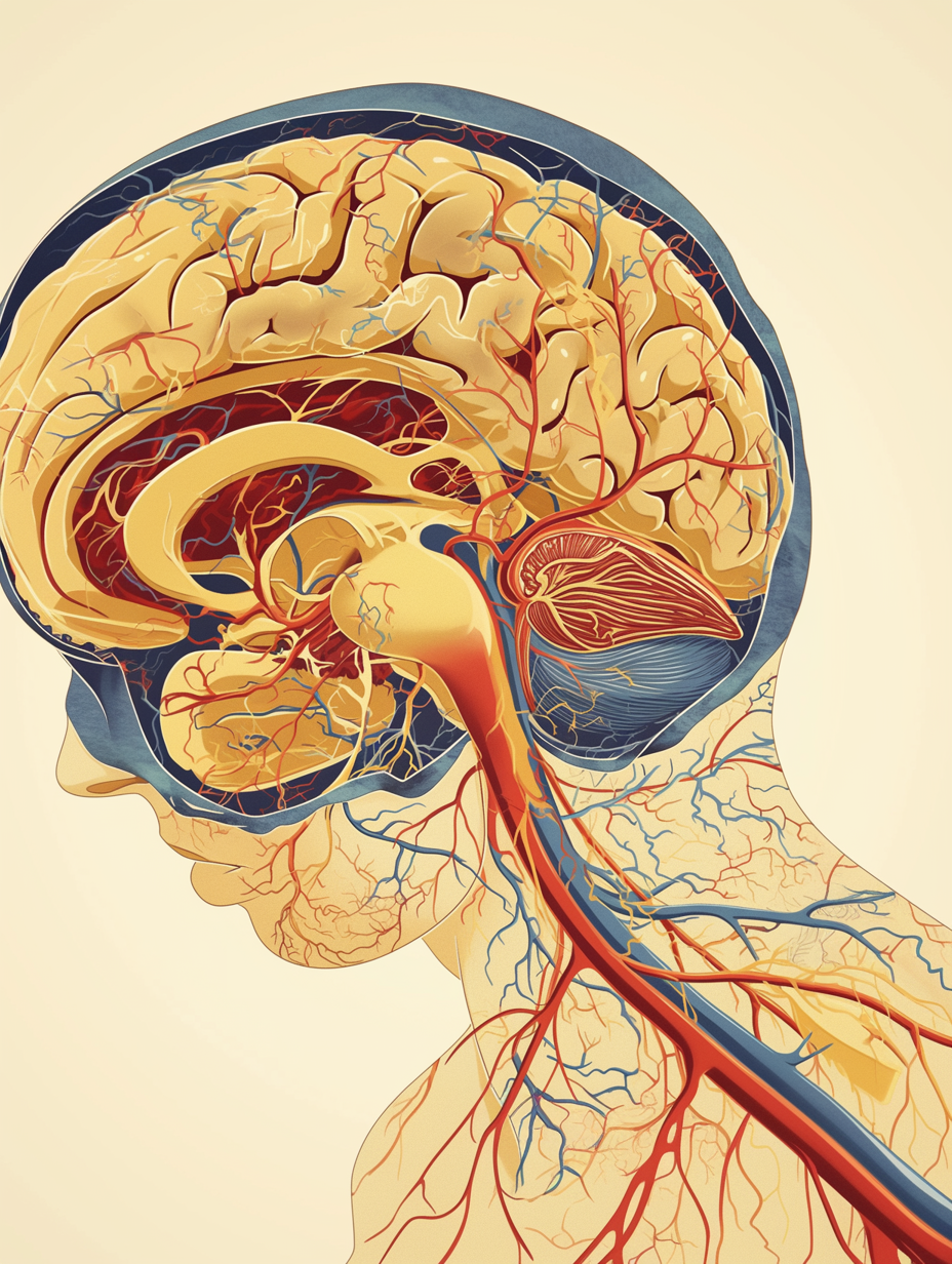 Detailed Illustration of Human Brain and Nervous System Illustration on ...
