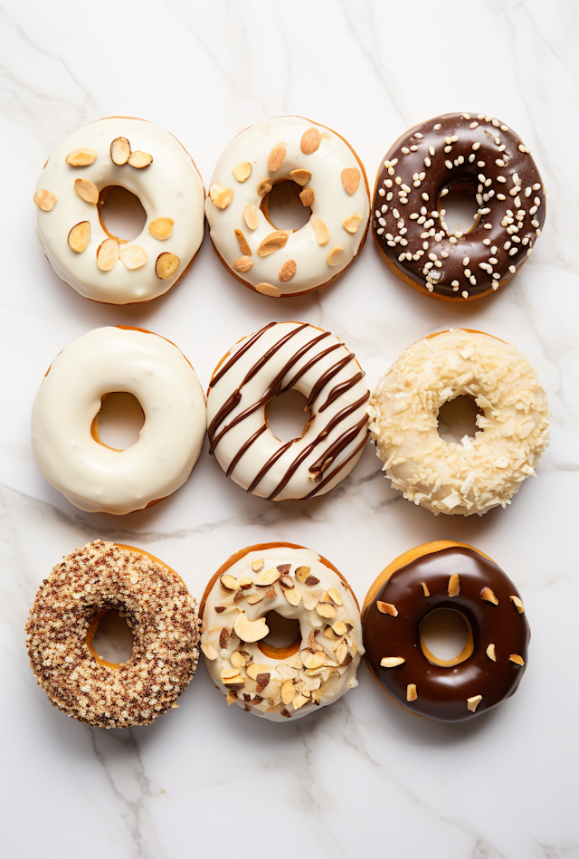 Assorted Gourmet Donuts Display