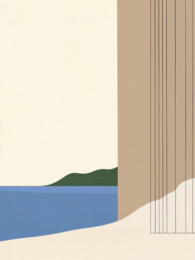 Minimalist Landscape with Abstract Composition