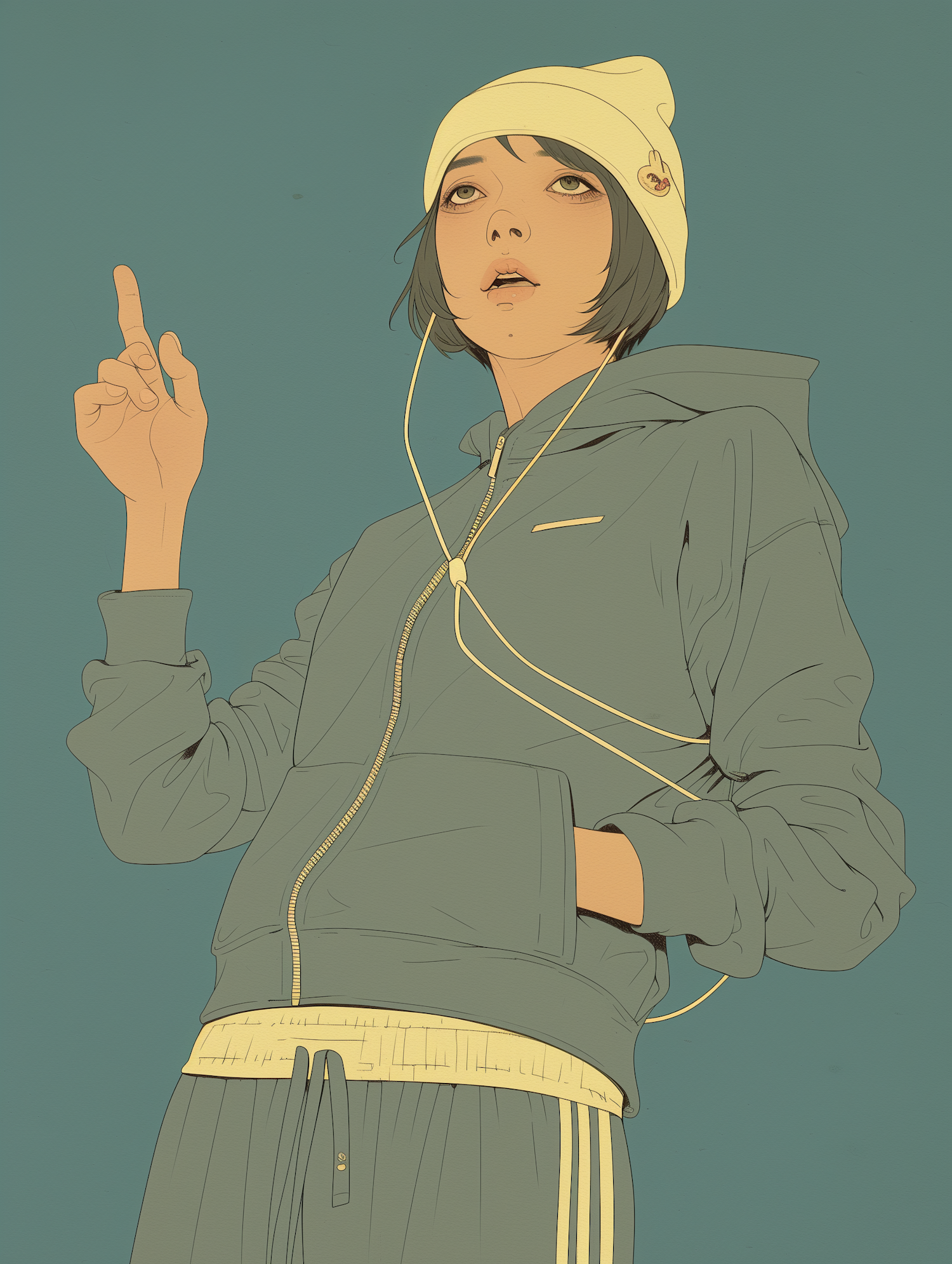 Stylized Person in Beanie and Hoodie