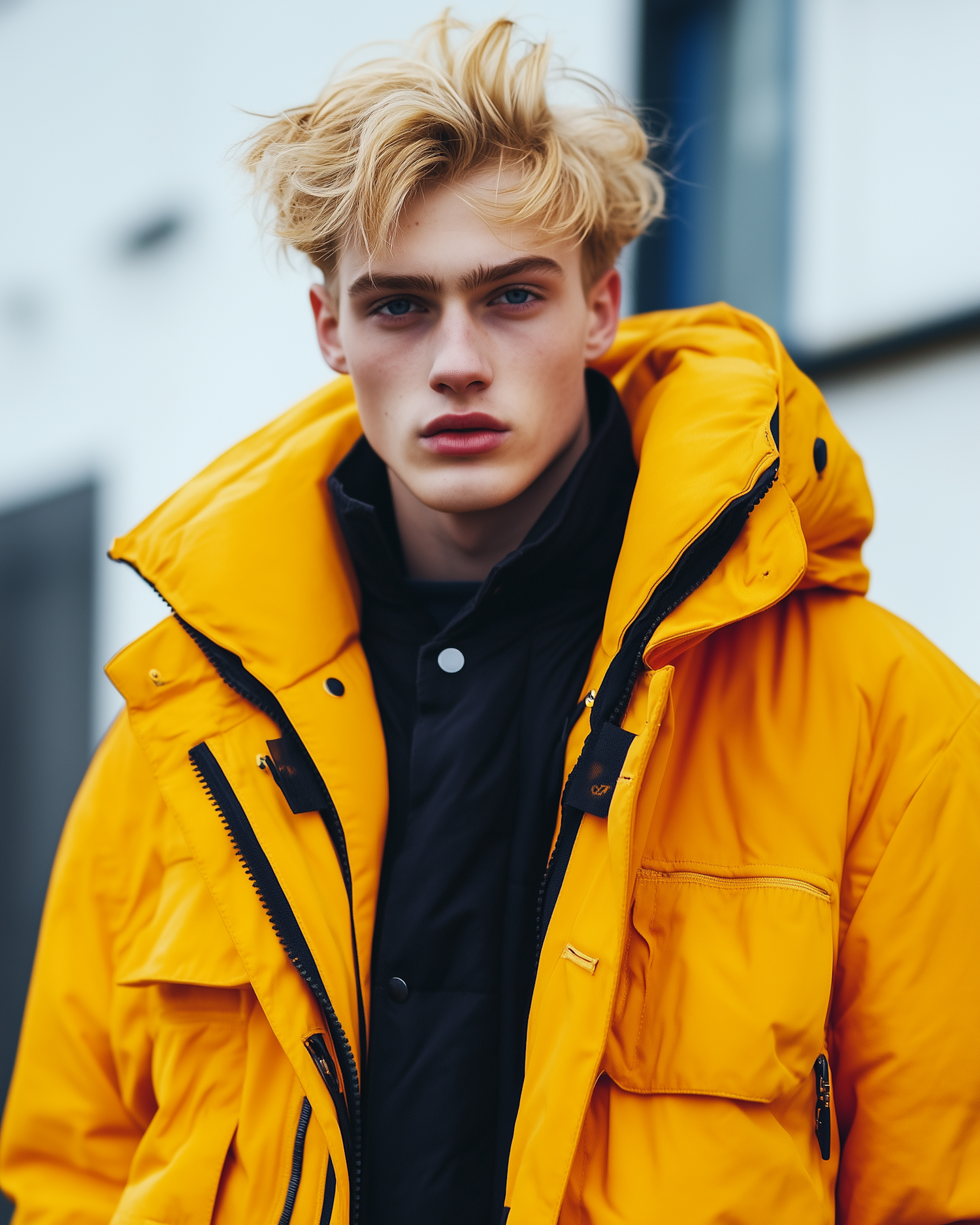 Young Man in Yellow Puffer Jacket