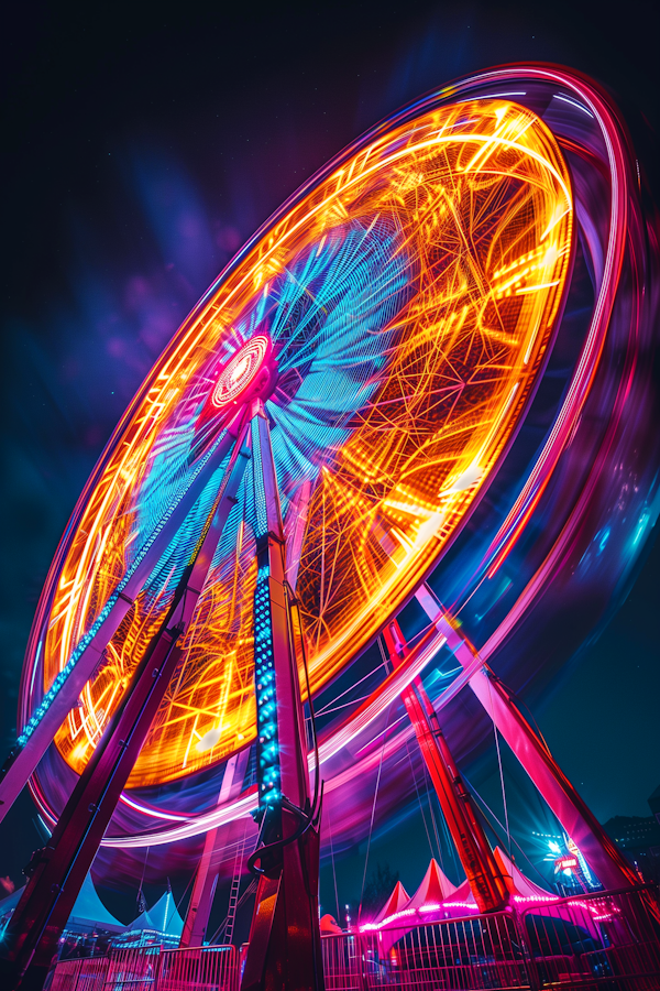 Illuminated Ferris Wheel at Night