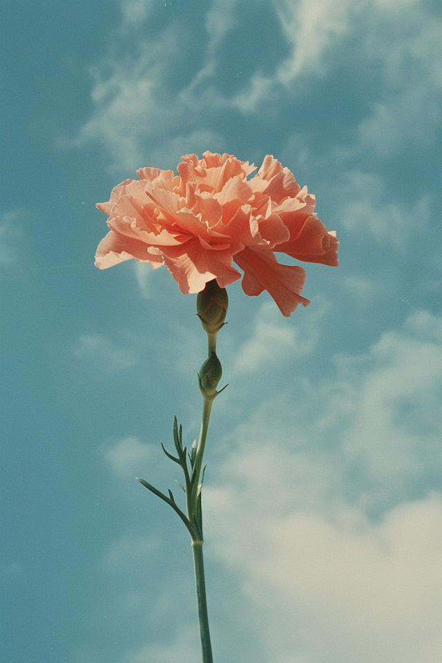 Elegant Carnation Against Sky-Blue Background