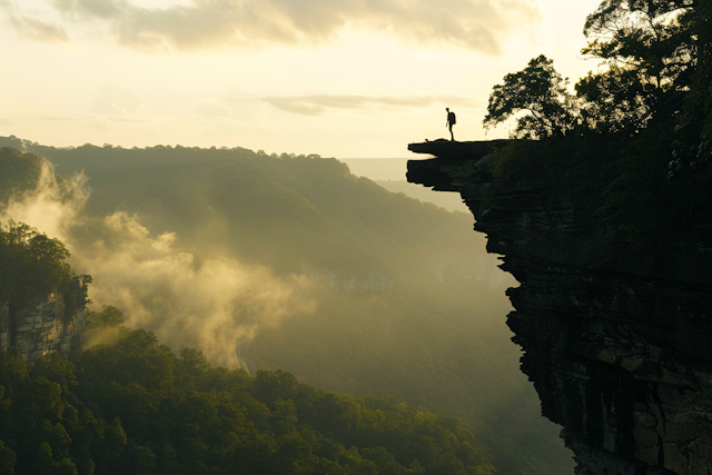 Lone Figure on Cliff