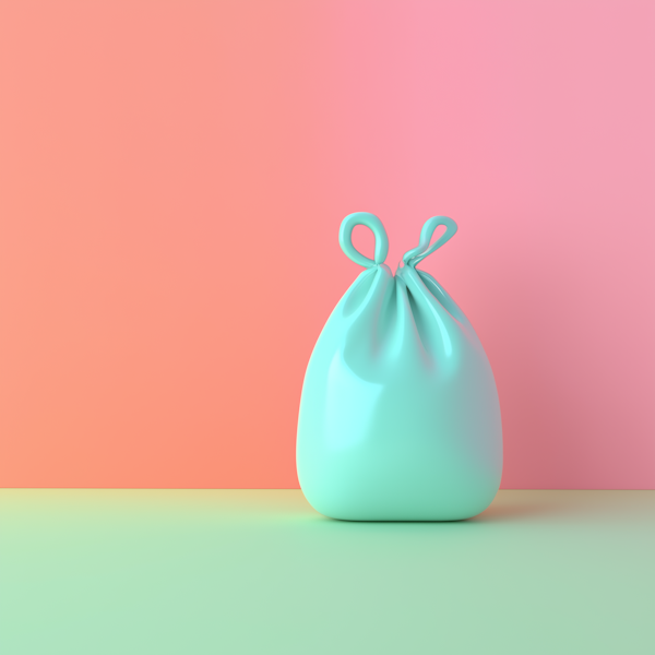 Glossy Teal Bag on Pastel Background