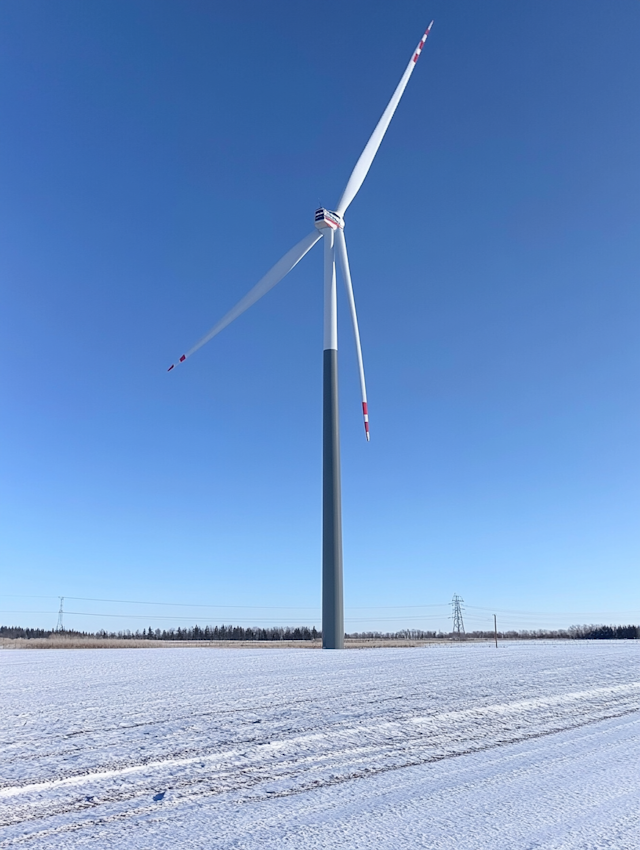 Wind Turbine in Snowy Landscape