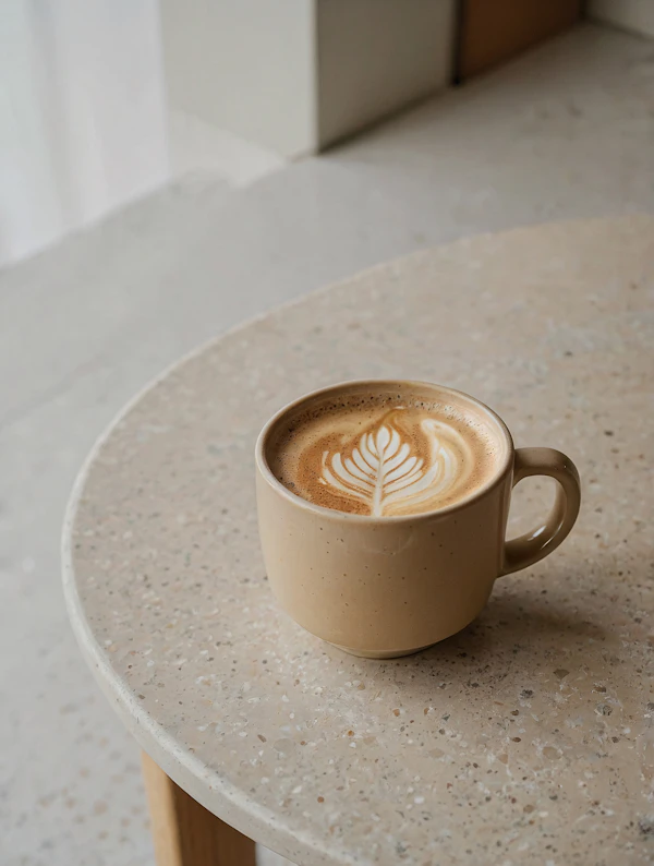 Latte on Terrazzo Table