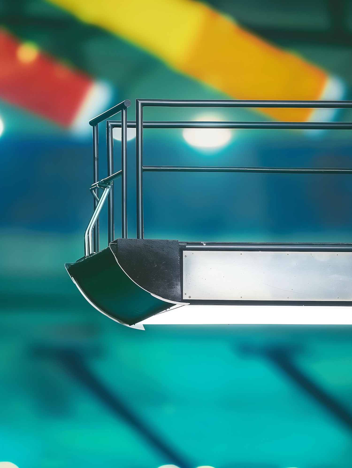 Modern Minimalist Diving Board Against Artistic Background