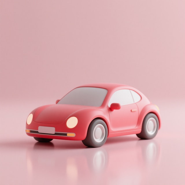 Red Toy-Like Car Render