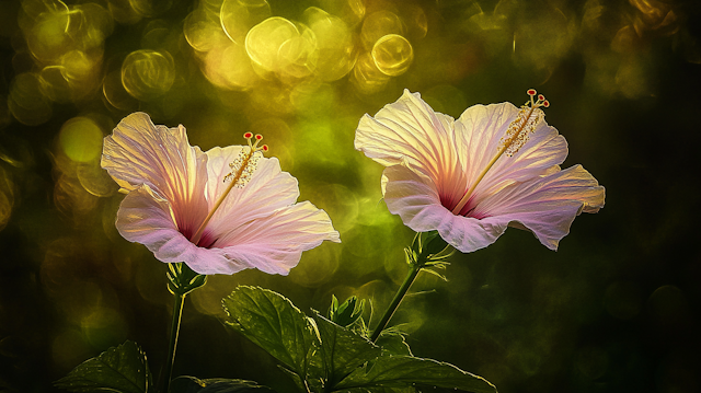 Hibiscus Flowers in Soft Glow