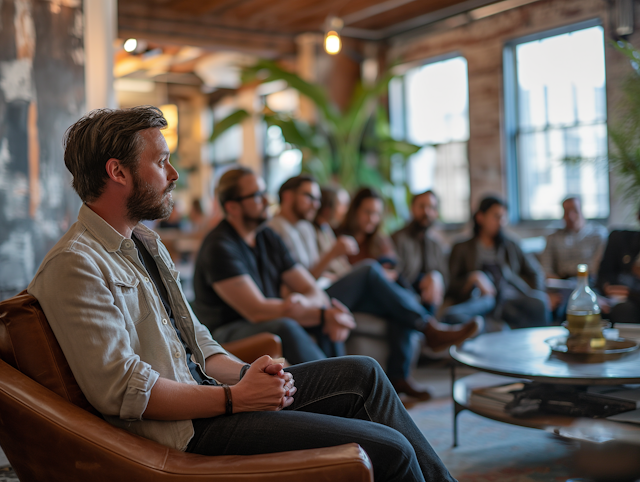 Attentive Professional in a Casual Communal Gathering