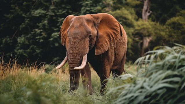 Majestic Elephant in Lush Field