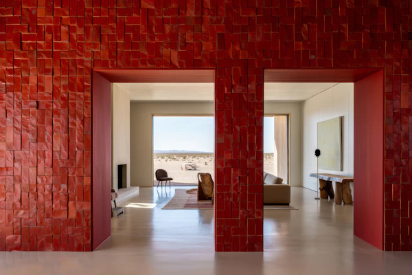 Modern Interior with Red Wall