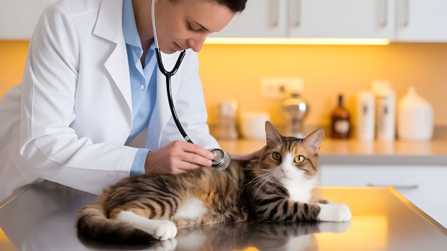 Vet Examining Cat