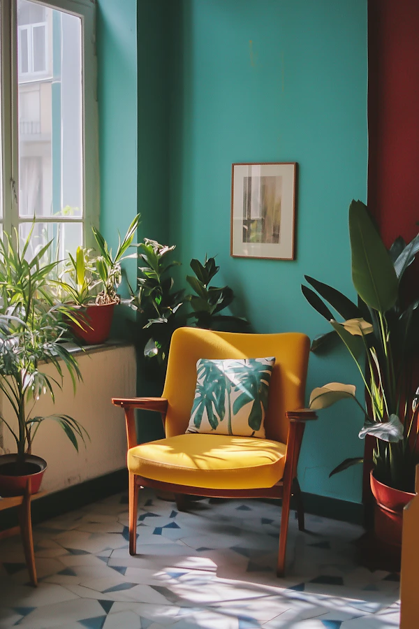 Cozy Interior Corner with Yellow Armchair