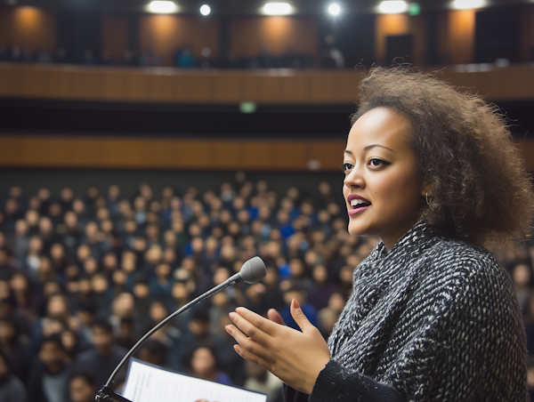 Woman Speaking at Podium