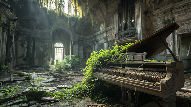 Abandoned Grand Room with Nature