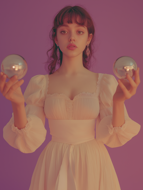 Serene Woman with Crystal Balls