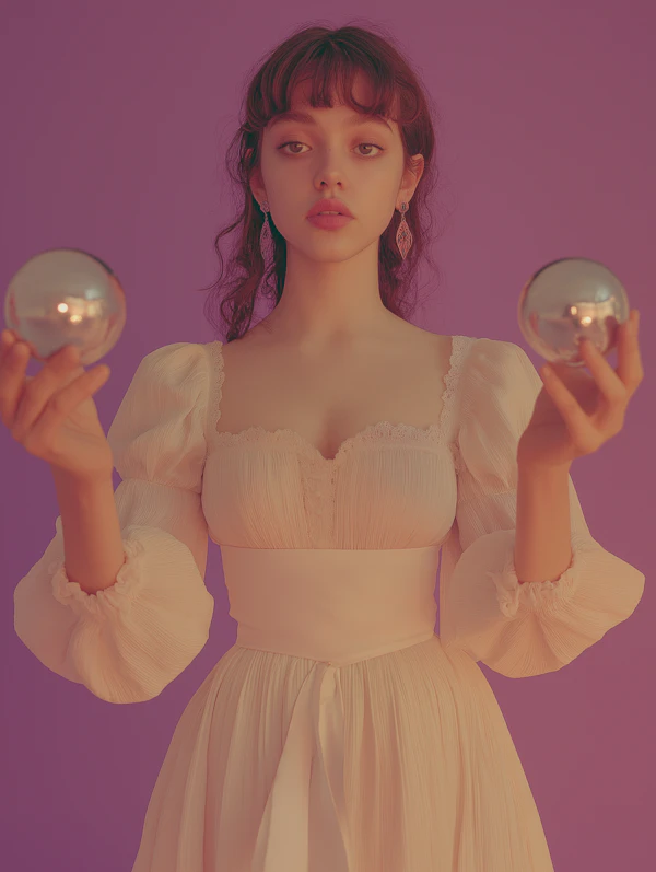Serene Woman with Crystal Balls