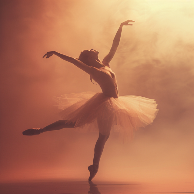 Ethereal Ballet Dancer in Orange Hue