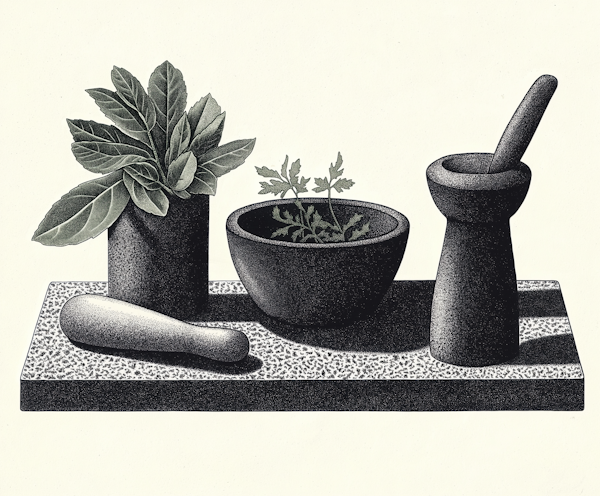 Monochrome Still Life Illustration