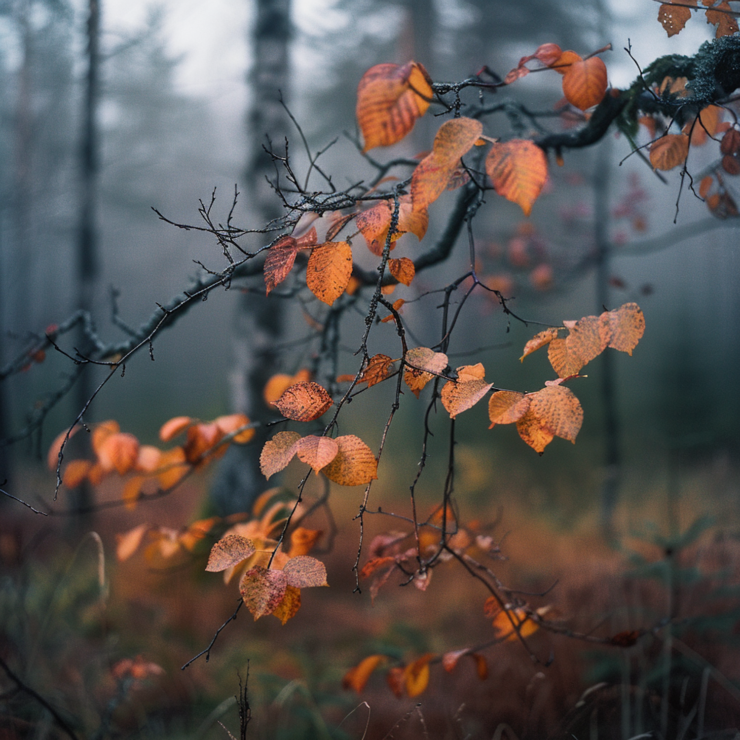 Autumn Serenity with Raindrops