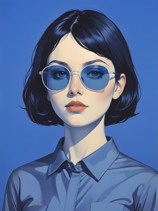 Stylized Portrait with Blue Theme