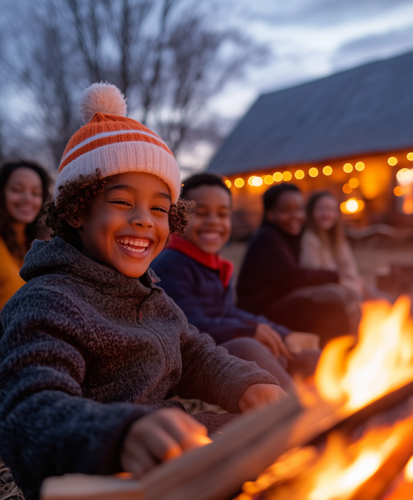 Children Around Campfire